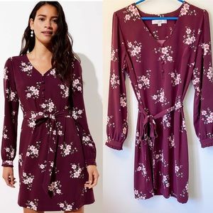 Loft maroon floral dress